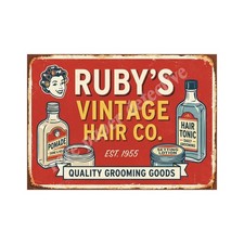 Vintage Advertising Sign Print Ruby's Hair Company Retro 1950s, 5