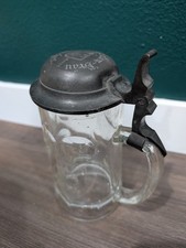 Antique 1900's Bubble Glass Pewter German Lidded Spaten-Bräu München Beer Stein picture