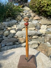 Antique Anri Italy Hand Carved Painted Wood Woman Fountain Tip Ink Dip Pen picture