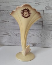 Vintage Merle Norman Cosmetics Art Deco Style Yellow Floral Vase 6