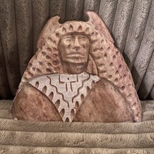 Navajo Alabaster Sculpture Indian Chief Signed Diana Blue Eyes DBB RARE picture