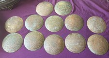 Vintage Moroccan / Persian Handed Etched Brass Wall Plaques Small Lot Of 12 picture