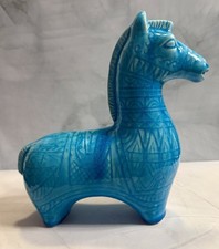 VTG Bitossi Style Turquoise Crackle Ceramic Horse Figurine Statue 9