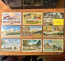 Motel & tourist court Linen Postcards 1930s-1950s. Lot of 9 many multiple views picture
