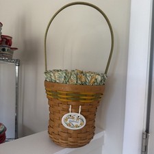 Longaberger Basket 2008 Daffodil, Floral Liner, Protector, Ceramic Disc EUC picture