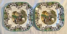 2 Spode Byron Multicolor Square Luncheon Plate 676111 picture