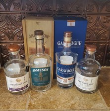 RARE Irish 🇮🇪 Whiskey Lot Jameson 18 Year Empty Bottle & Oak Box GARAVOGUE 20 picture