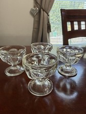 Federal Glass Set of 4 Vintage Clear Round Glass Footed Dessert Sundae Cups picture