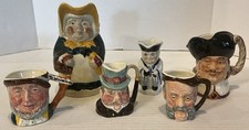 Vintage English Toby Jug Collection Tony Wood Sandland Falstaff Hansom Cabby 6pc picture