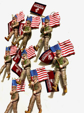 New Kurt Alder Resin Marine Core Soldier Ornaments & American Flags Lot of 8 picture