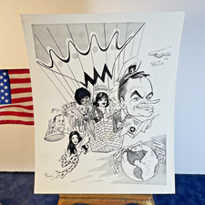 Vintage 1960s/70s Bob Hope Caricature Press Photo – USO Vietnam Tour Chrysler picture