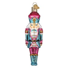 Old World Christmas PASTEL NUTCRACKER (44276) Glass Ornament w/ OWC Box picture