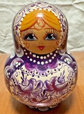 Russian Nesting Dolls Purple Matryoshka Doll 10pcs St Petersburg Handmade - DS31 picture
