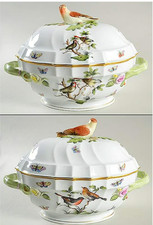 Herend Rothschild Bird Oval Covered Soup Tureen with Bird Finial | Vintage picture