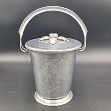 Vintage Trade Continental Hand Wrought Aluminum Ice Bucket Silverlook Lidded 517 picture