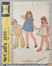 Vintage 1973 McCall's Child's Dress or Top and Pants Pattern 3646 Size 1 UNCUT picture