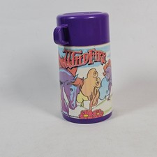 Vintage 1986 Wildfire Thermos Aladdin Hanna-Barbera Cartoon Purple Lunch Box Cup picture