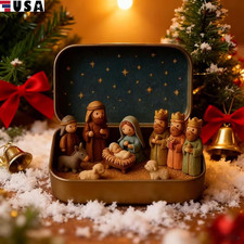 2Pcs Mini Christmas Nativity Scene Set Portable Pocket Size Holiday Decoration picture