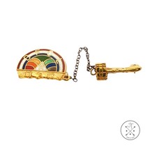 Vintage 10k Yellow Gold Masonic Rainbow Intl Order Rainbow Girls Pin with Gavel picture