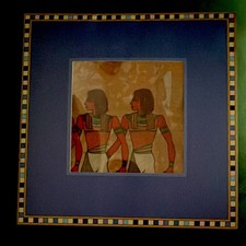 King Tut Immersive Egyptian Hieroglyphs Souvenir Scarf Blue/Orange  Gift Box picture