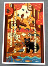 Woodland Forest Animals - Geometric - Lantern Press Postcard picture