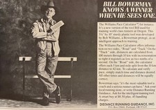 The Williams Pace Calculator ad                     with BILL BOWERMAN picture