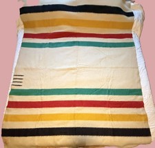 Vtg. 1934-1940 Hudson's Bay Company 4 point 100% wool blanket w/ label picture