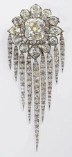 Vintage Queen Victoria Fringe For Unisex Brooch 18k White Gold Over picture