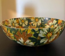 Vintage MCM 11 inch Molded Fiberglass Bowl w/Multi-color Floral Pattern picture