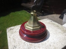Rare ANTIQUE VERITAS Pressed Brass  & Cranberry Colour terracotta Oil Lamp base picture