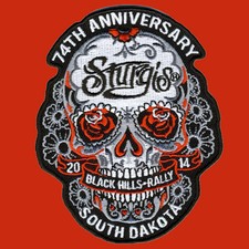 SUGAR SKULL 2014 STURGIS RALLY 4 INCH  IRON ON BIKER PATCH picture