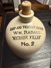 Antique 1890s Wm Radam's Microbe Killer No 2 Stoneware Jug Quackery Apothecary picture