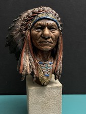 Legends Bust Native American Indian Lakota Chief Sitting Bull Bronze Sculpture picture