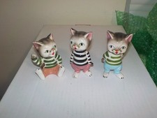 3 Vintage 1950's Kreiss Ceramic Posing Kitten Cats Set C picture