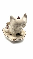 Vintage Ceramic Kitten Cat Planter with Matching Saucer One Piece picture