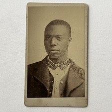 Antique CDV Photograph Black African Black Man Post Mortem Retouch Glass Eye Odd picture