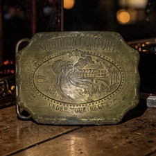 Vintage 1970’s Southern Comfort Silversmith’s Co Belt Buckle Minted Brass picture