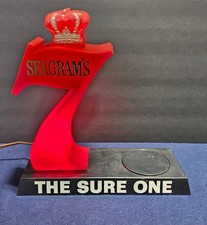 Vintage Seagram’s 7 Lighted Bottle Display Stand Bar Back Advertising Sign picture