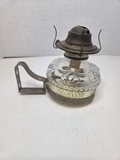 Vintage Eagle Plume & Atwood Clear Glass Oil Lamp With Metal Handle picture