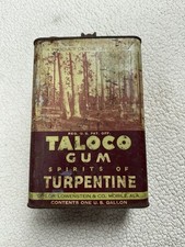 Vintage Extremely RARE Taloco Gum Turpentine 1 GALLON Metal Can Mobile Ala 10