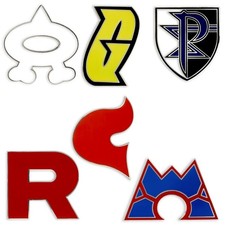 Pokemon Team Villain Logo Enamel Pin Set Rocket Aqua Magma Plasma picture