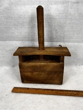 antique wood butter mold press rectangle wooden with plunger original 19th c picture