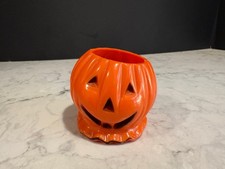 Vtg Rosbro/Tico Plastic Halloween Candy Container Jack O' Lantern Ruffled Collar picture