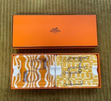 HERMES Paris Horse Tack Motifs Mini Ashtray Set of 2 with Box Tray Porcelain JP picture