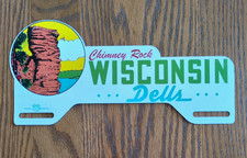 Vintage 1950s Wisconsin Dells Chimney Rock Metal License Plate Topper Sign picture