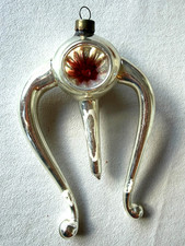 Vintage German Indent Lyre Harp Christmas Ornament - Mercury Silver Glass picture