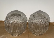 Vintage Clear Cut Glass Globe Light Shades Set of 2 picture