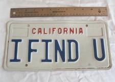 Vtg Vanity California License plate I Find U  picture