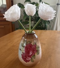 Antique German/Bohemian Hand Painted Porcelain Rose Bud Vase 5 Incised 9272/1039 picture