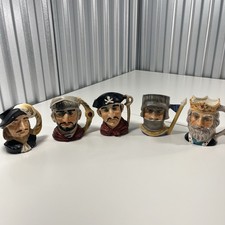 Vintage NASCO Stoneware Japan Character Jugs Toby Mugs Set Of 5 Hand Painted  picture